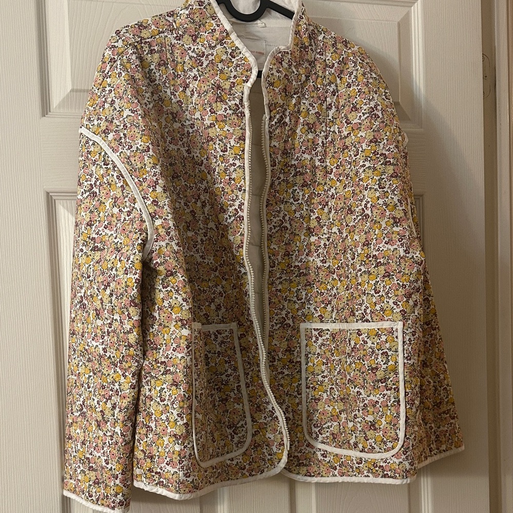 Floral Women's Jacket with White Trim
